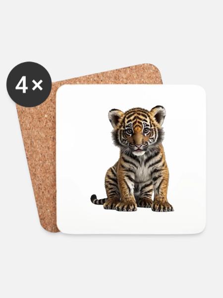 Cute Baby Tiger - Coasters (set of 4) - white