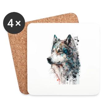 Siberian Husky 03 - Untersetzer (4er-Set) - Weiß - Vorne