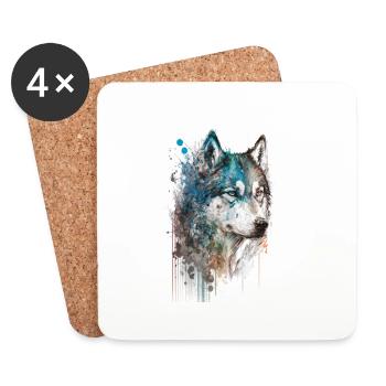 Siberian Husky 2 - Untersetzer (4er-Set) - Weiß - Vorne