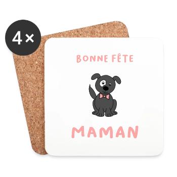 BONNE FÊTE. FÊTE DES MÈRES. FÊTE DES PÈRES. FÊTE - Dessous de verre (lot de 4) - blanc - Devant