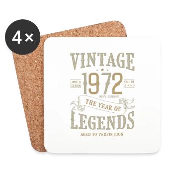 1972 vintage anniversaire vintage born legend 1972 - Dessous de verre (lot de 4) - blanc - Devant