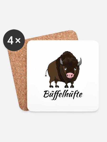 Büffelhüfte - Untersetzer (4er-Set) - Weiß