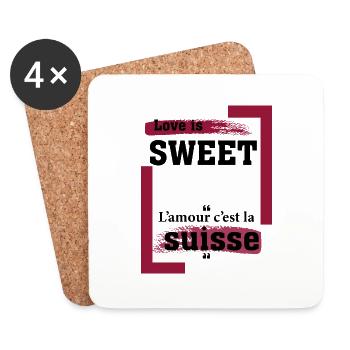 Love is sweet- - Dessous de verre (lot de 4) - blanc - Devant