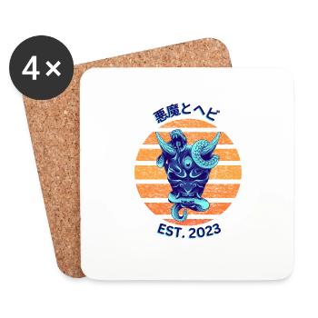 Snake with The Devil - Coasters (set of 4) - white - Front