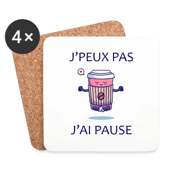Pause Café - Dessous de verre (lot de 4) - blanc - Devant