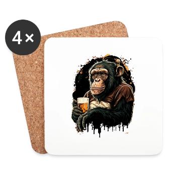 Bière fraîche Chimpanzé - Dessous de verre (lot de 4) - blanc - Devant