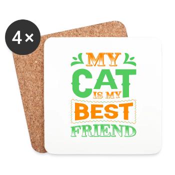 Mon chat est mon meilleur ami - Dessous de verre (lot de 4) - blanc - Devant