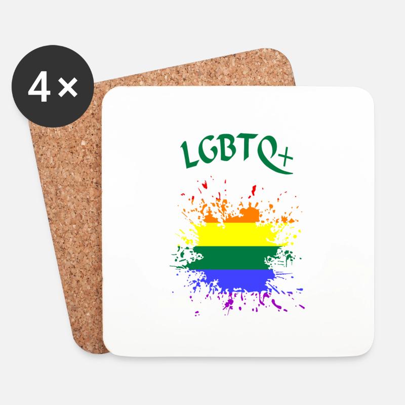 LGBTQ Kleks Splash lgbtq - Untersetzer (4er-Set) - Weiß