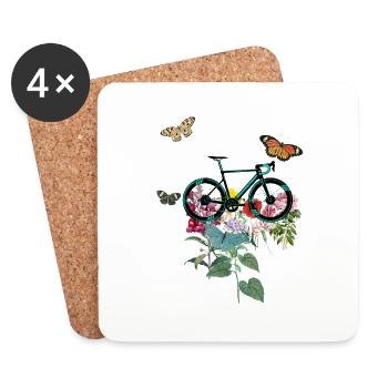 Flowers flourishing bike - Coasters (set of 4) - white - Front