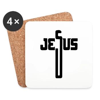Jesus cross - Coasters (set of 4) - white - Front