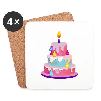 Fête d’anniversaire Gâteau d’anniversaire bébé - Dessous de verre (lot de 4) - blanc - Devant