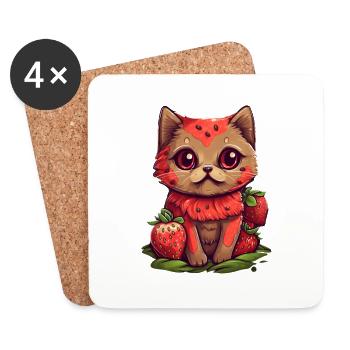 Ragamuffin Strawberry Idée cadeau - Dessous de verre (lot de 4) - blanc - Devant