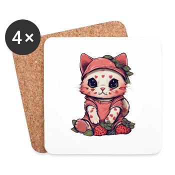 Cadeau de chat Ragamuffin - Dessous de verre (lot de 4) - blanc - Devant