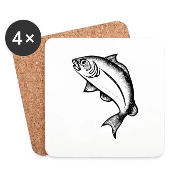 Fishing Fishing Fishing Fishing Fishing Hooks - Coasters (set of 4) - white - Front