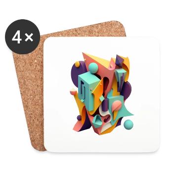 3D - Untersetzer (4er-Set) - Weiß - Vorne