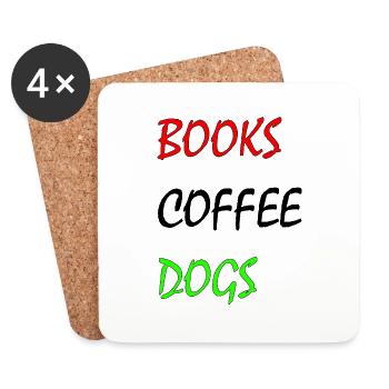 Livres café chiens couleur - Dessous de verre (lot de 4) - blanc - Devant