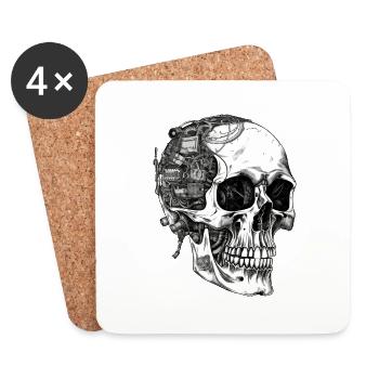 Creepy Machine Skull Skull dans le style gothique - Dessous de verre (lot de 4) - blanc - Devant