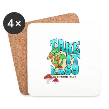 Take it Easy Mushroom Club - Coasters (set of 4) - white - Front