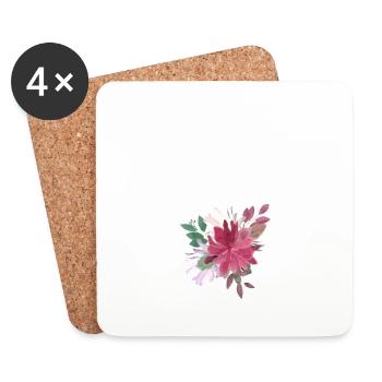 Lettre o floral - Dessous de verre (lot de 4) - blanc - Devant
