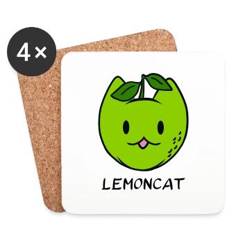 Chat dôle mignon LEMONCAT - Dessous de verre (lot de 4) - blanc - Devant