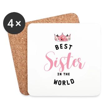 Best Sister Beste Schwester Slogan - Untersetzer (4er-Set) - Weiß - Vorne