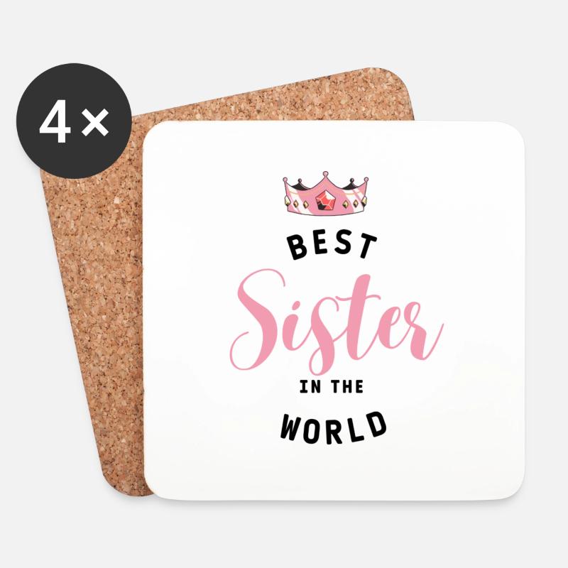 Best Sister Beste Schwester Slogan - Untersetzer (4er-Set) - Weiß