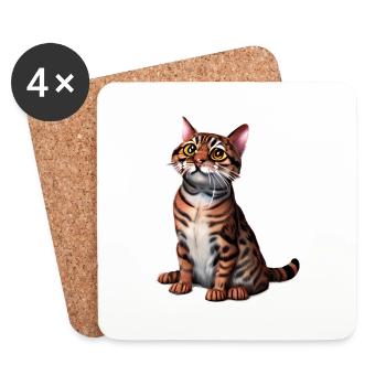 Kätzchen Bengalkatze Katze Katzenbesitzer Kater - Untersetzer (4er-Set) - Weiß - Vorne