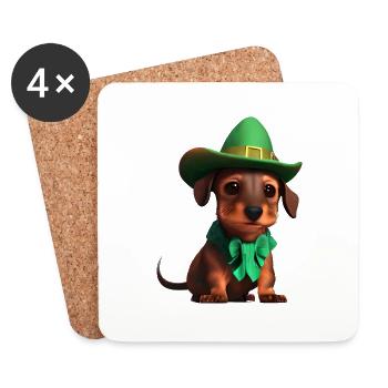 Dachshund Dog St Patricks Day Dogs Dog Owner - Coasters (set of 4) - white - Front