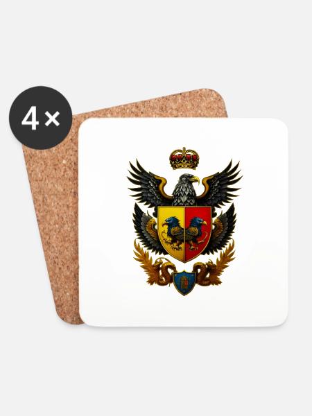 Wappen mit Adler - Untersetzer (4er-Set) - Weiß