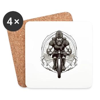 Road Warrior - Viking Warrior Road Cyclist - Coasters (set of 4) - white - Front