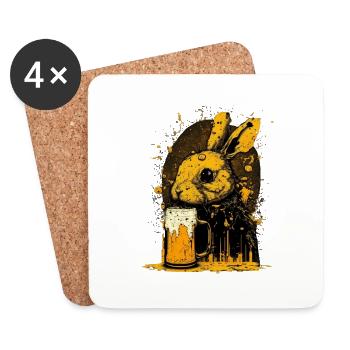 Gefährlich süß, das Bier liebende Kaninchen - Untersetzer (4er-Set) - Weiß - Vorne