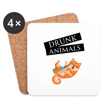 Shiba Inu Dog - Drunk Animals - Untersetzer (4er-Set) - Weiß - Vorne