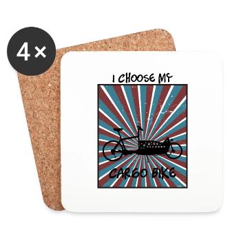 Vélo cargo et slogan envoûtant - Dessous de verre (lot de 4) - blanc - Devant