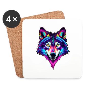 Wolf 02 - Untersetzer (4er-Set) - Weiß - Vorne