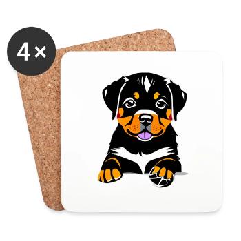 Dog puppy dog Rottweiler dogs Rottweiler puppy - Coasters (set of 4) - white - Front