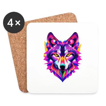 Wolf 03 - Untersetzer (4er-Set) - Weiß - Vorne