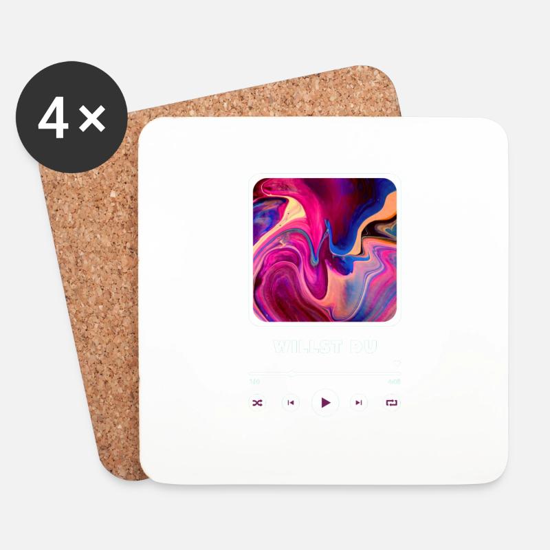 Music Player Willst Du - Untersetzer (4er-Set) - Weiß