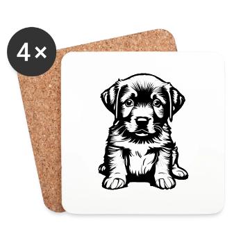 Chiot Labrador Retriever Labrador propriétaire - Dessous de verre (lot de 4) - blanc - Devant