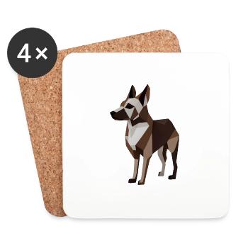Minimalistischer Hund - Untersetzer (4er-Set) - Weiß - Vorne