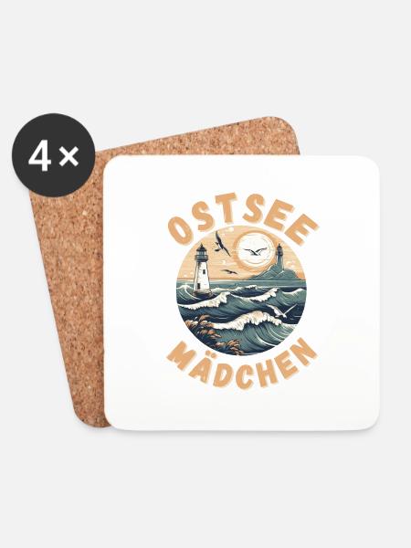 Ostsee Mädchen tolle Frauen Shirts Ostseeurlaub - Untersetzer (4er-Set) - Weiß