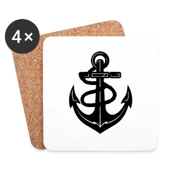 Anchor Boat Ship Nautical - Coasters (set of 4) - white - Front