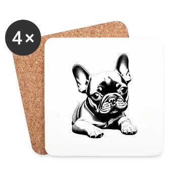 Dog French Bulldog Dog Owner - Coasters (set of 4) - white - Front