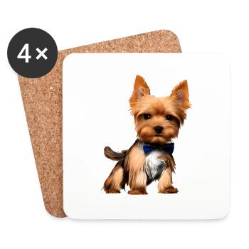 Dog Owner Yorkshire Terrier Puppy Dog - Coasters (set of 4) - white - Front