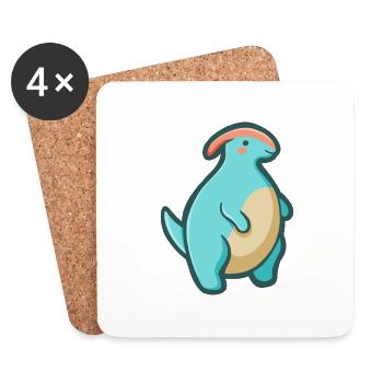 Süßer pummeliger Parasaurolophus, Dino - Untersetzer (4er-Set) - Weiß - Vorne