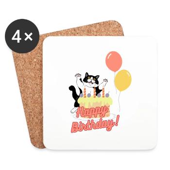 Happy Birthday - Untersetzer (4er-Set) - Weiß - Vorne
