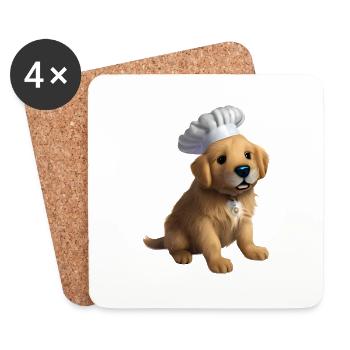Golden Retriever Hundewelpe Kochen Hunde Gastronom - Untersetzer (4er-Set) - Weiß - Vorne