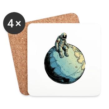 Astronaute mélancolique - Dessous de verre (lot de 4) - blanc - Devant