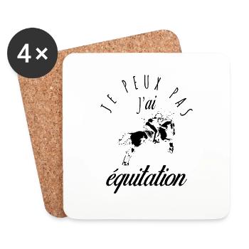Je peux pas, j'ai équitation - Dessous de verre (lot de 4) - blanc - Devant