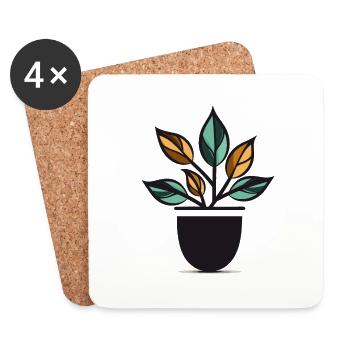 Abstract plant - Coasters (set of 4) - white - Front