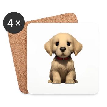 Hundewelpe Golden Retriever Hunde Hundebesitzer - Untersetzer (4er-Set) - Weiß - Vorne